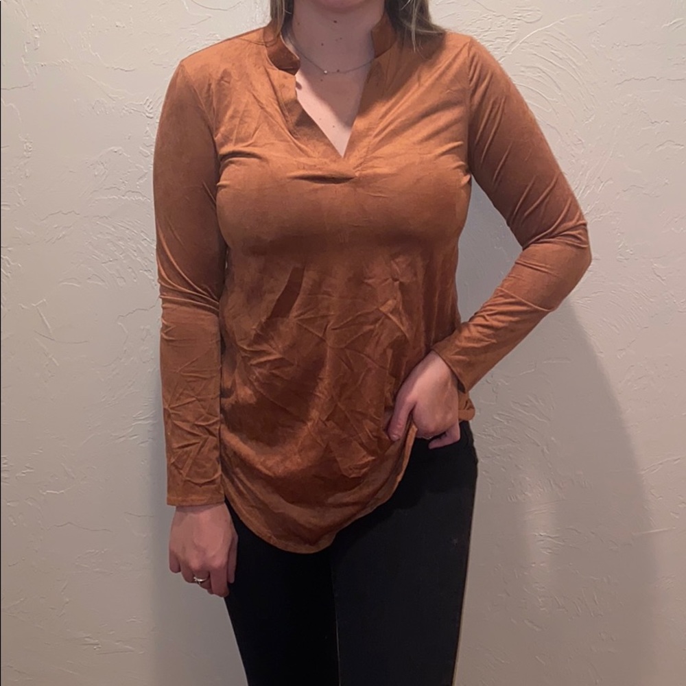 long sleeve suede shirt